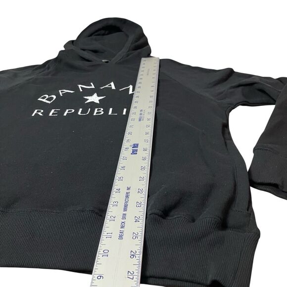 Banana Republic Mens XL Black Pullover Hoodie Sweatshirt Preppy Casual Star - Picture 4 of 11